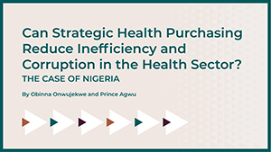 Can Strategic Health Purchasing Reduce Inefficiency and Corruption in the Health Sector? The Case of Nigeria